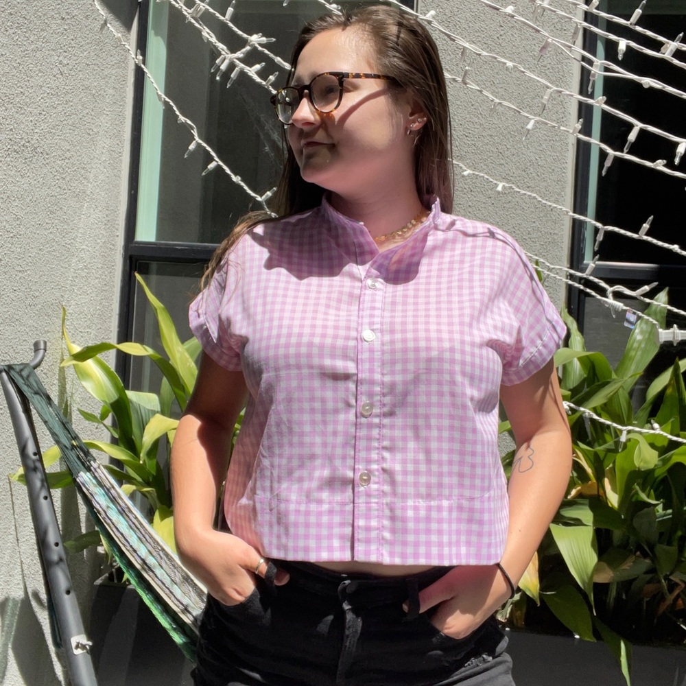 Handmade Short Sleeve Button Up Cropped Top
